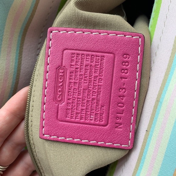 Auth New Coach Striped Satchel Hobo Purse - Picture 4 of 6